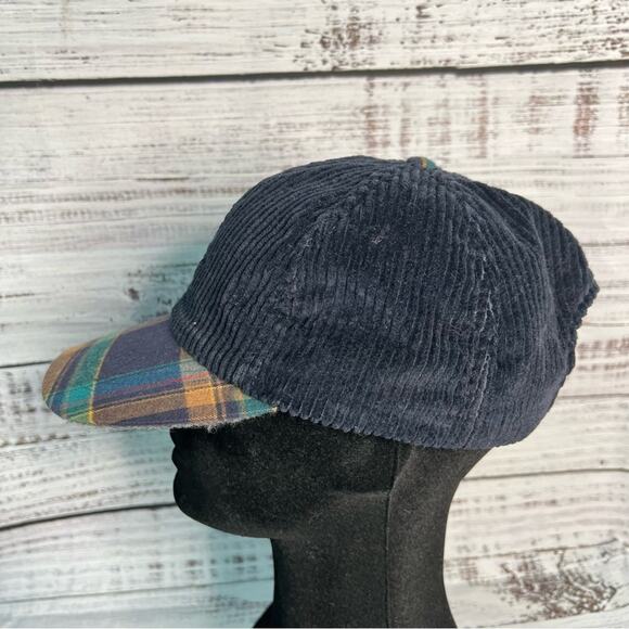 Vintage Made in USA Corduroy Hat Plaid Bill Lake of the Isles Small/Medium - Picture 2 of 11